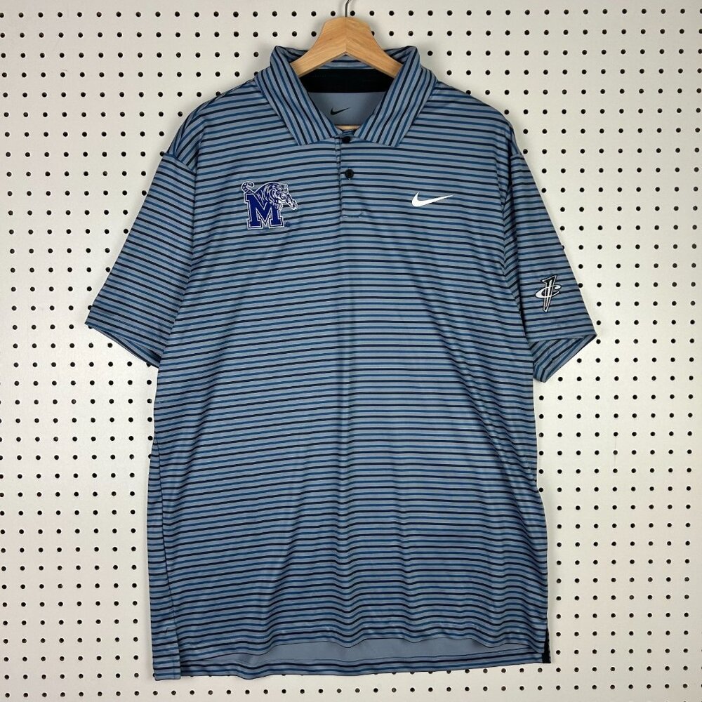 Nike‎ 1 Cent Memphis Tigers Polo Large Striped Blue Gray Penny Coach Sideline